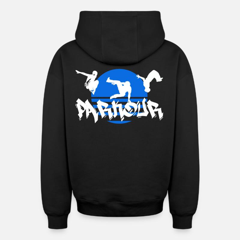 Parkour - Sweat à capuche unisexe zippé oversize épais SPREAD - noir