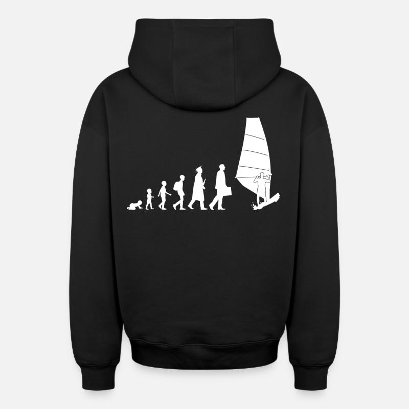 Windsurfing Evolution - Oversized Heavyweight Unisex Zip Hoodie - Schwarz