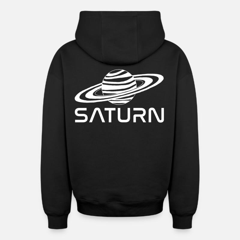 Planète saturne blanche - Sweat à capuche unisexe zippé oversize épais SPREAD - noir