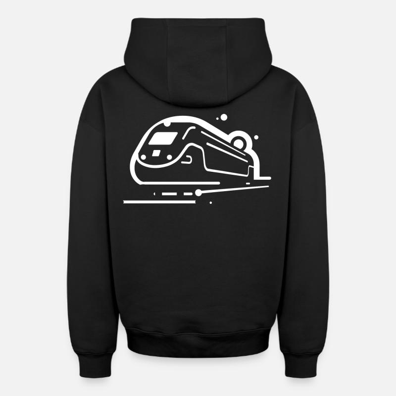 Train de dessin animé - Sweat à capuche unisexe zippé oversize épais SPREAD - noir