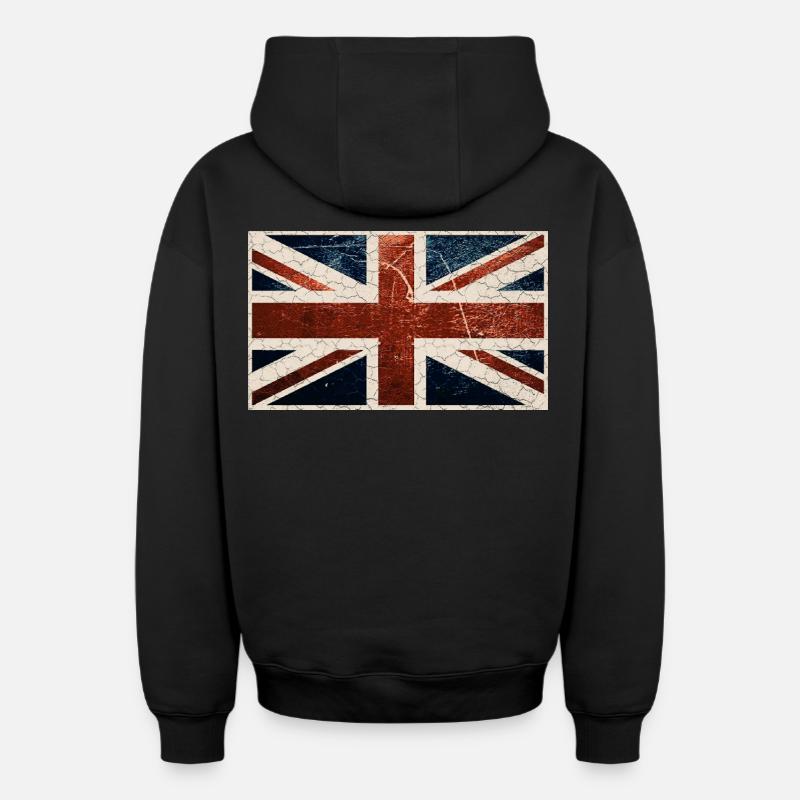 Drapeau anglais - Sweat à capuche unisexe zippé oversize épais SPREAD - noir