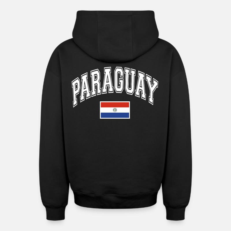 Drapeau du Paraguay - Sweat à capuche unisexe zippé oversize épais SPREAD - noir