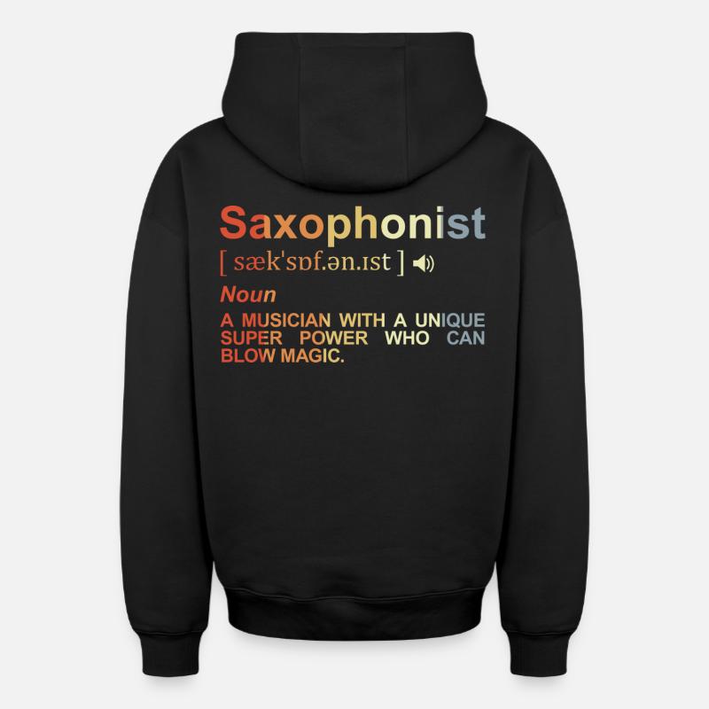 Signification du saxophoniste - Sweat à capuche unisexe zippé oversize épais SPREAD - noir