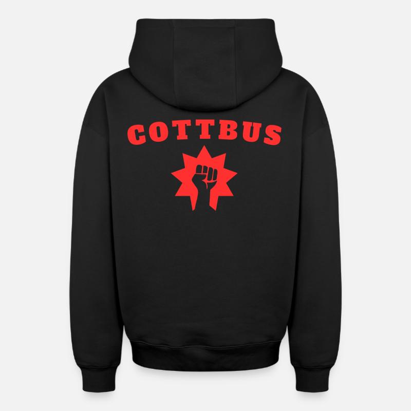 Cottbus - Sweat à capuche unisexe zippé oversize épais SPREAD - noir