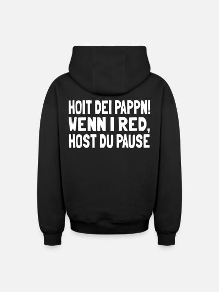 Hoit dei Pappn - Oversized Heavyweight Unisex Zip Hoodie - Schwarz