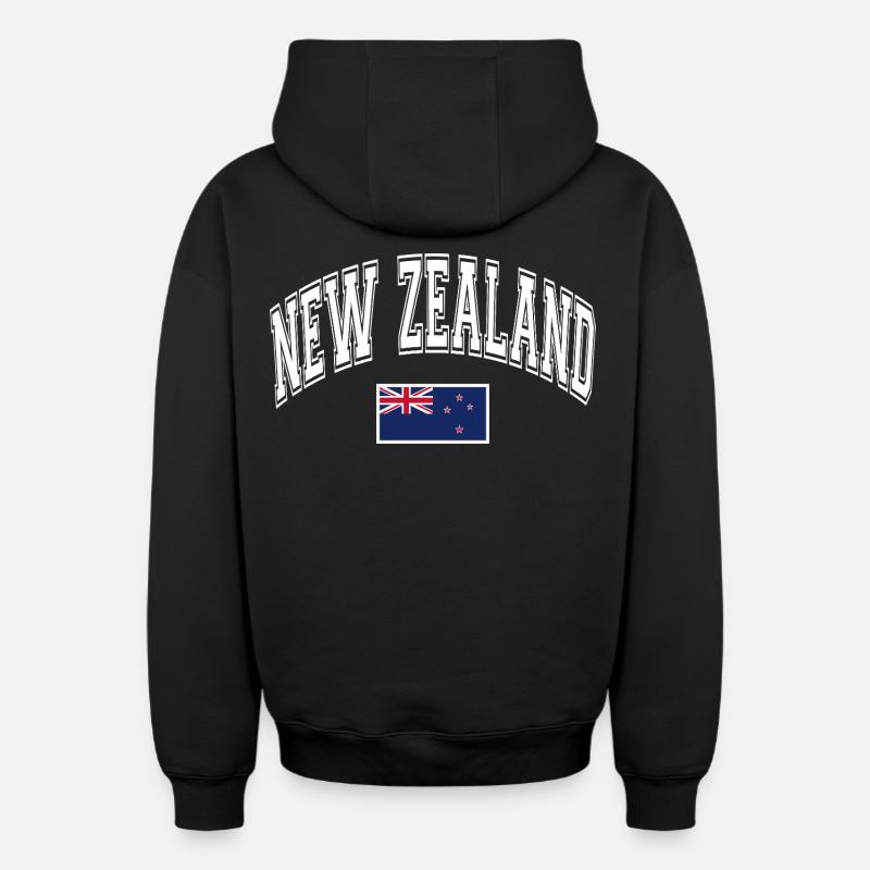 Drapeau de la Nouvelle-Zélande - Sweat à capuche unisexe zippé oversize épais SPREAD - noir
