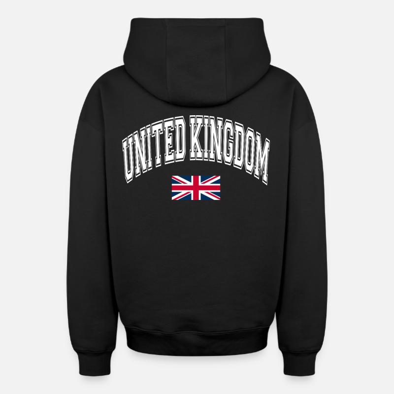 Drapeau du Royaume-Uni - Sweat à capuche unisexe zippé oversize épais SPREAD - noir