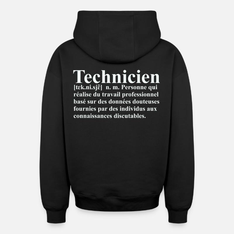 Technicien Définition - Sweat à capuche unisexe zippé oversize épais SPREAD - noir