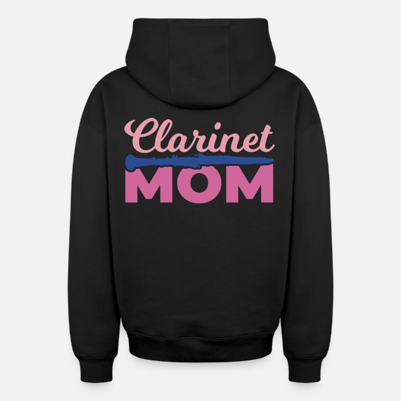 Clarinette Mama - Sweat à capuche unisexe zippé oversize épais SPREAD - noir