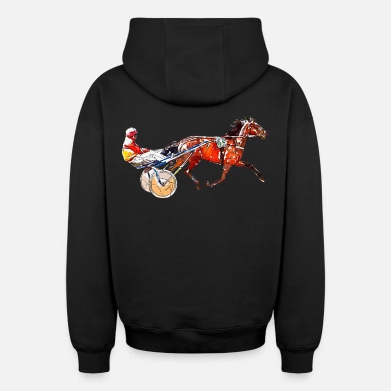 Course de trot - Sweat à capuche unisexe zippé oversize épais SPREAD - noir
