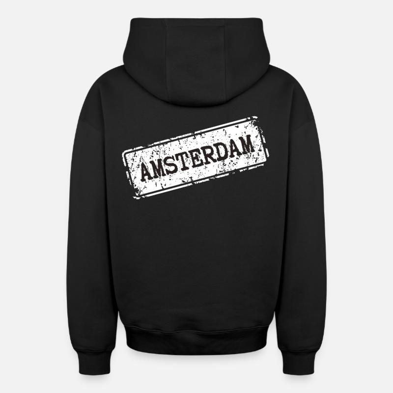 Style urbain d’Amsterdam - Sweat à capuche unisexe zippé oversize épais SPREAD - noir