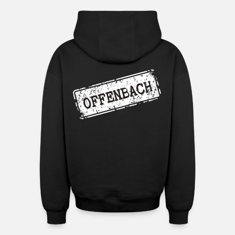 Design rétro Offenbach - Sweat à capuche unisexe zippé oversize épais SPREAD - noir