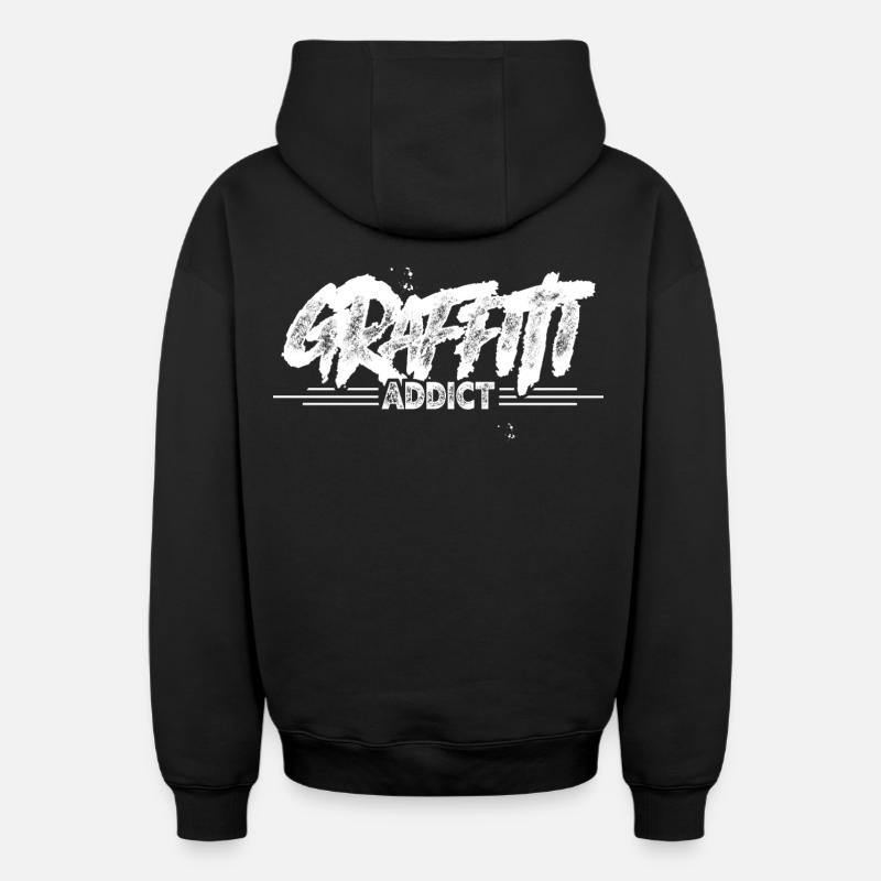 Graffiti - Sweat à capuche unisexe zippé oversize épais SPREAD - noir