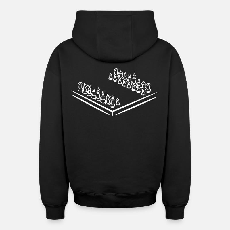 Échecs - Sweat à capuche unisexe zippé oversize épais SPREAD - noir