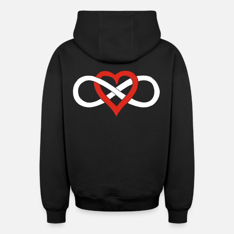 Amour infini (blanc) - Sweat à capuche unisexe zippé oversize épais SPREAD - noir