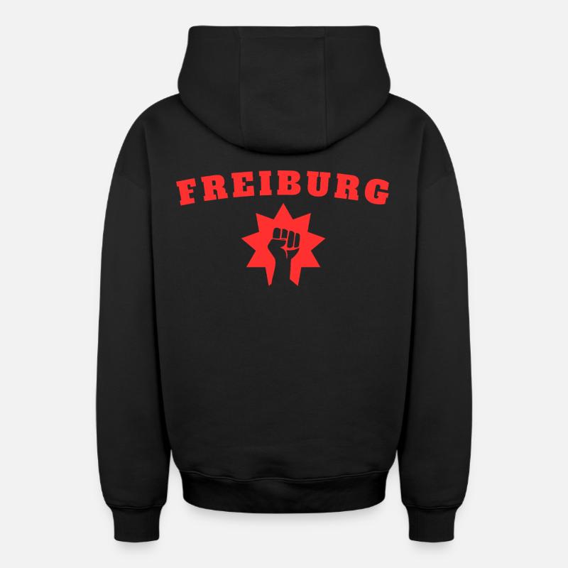 Fribourg - Sweat à capuche unisexe zippé oversize épais SPREAD - noir