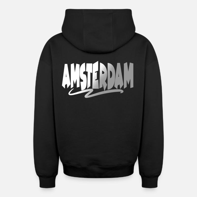 Amsterdam - Sweat à capuche unisexe zippé oversize épais SPREAD - noir
