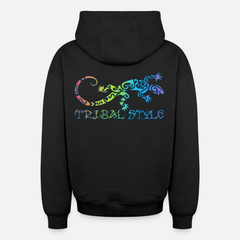 Polynesische Regenbogen-Eidechse - Oversized Heavyweight Unisex Zip Hoodie - Schwarz
