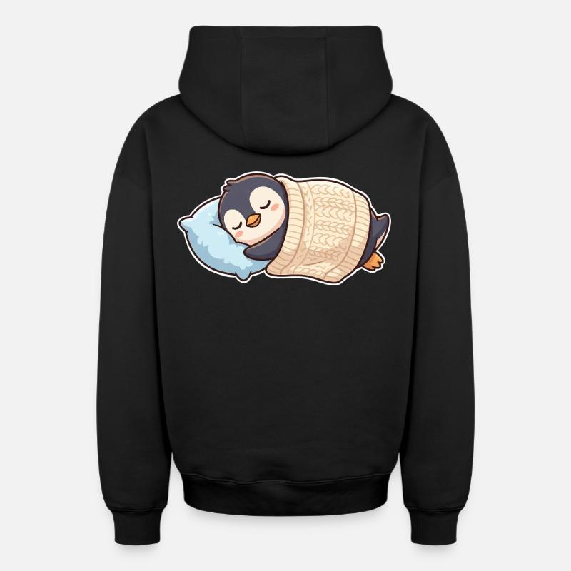 Penguin dort - Sweat à capuche unisexe zippé oversize épais SPREAD - noir