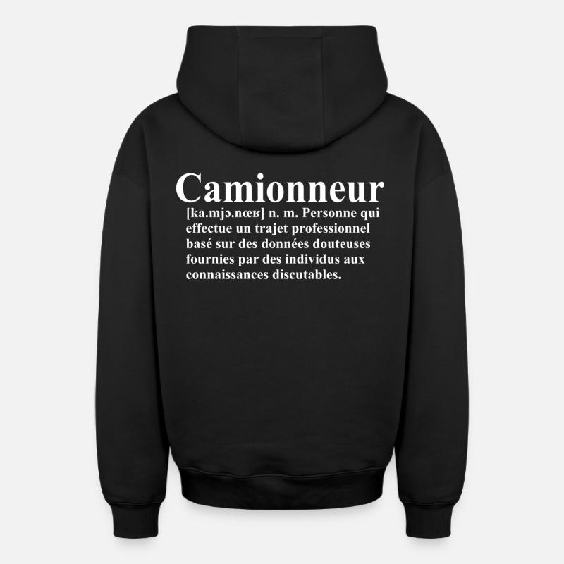 Camionneur Définition - Sweat à capuche unisexe zippé oversize épais SPREAD - noir