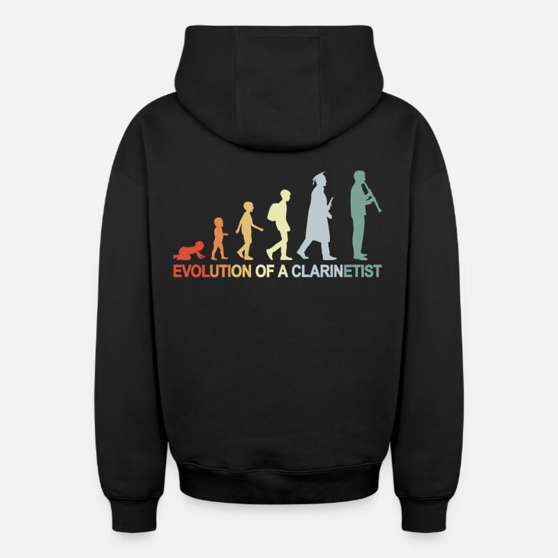 Clarinet Evolution - Oversized Heavyweight Unisex Zip Hoodie - black