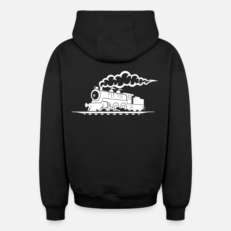 Dessin de chemin de fer - Sweat à capuche unisexe zippé oversize épais SPREAD - noir