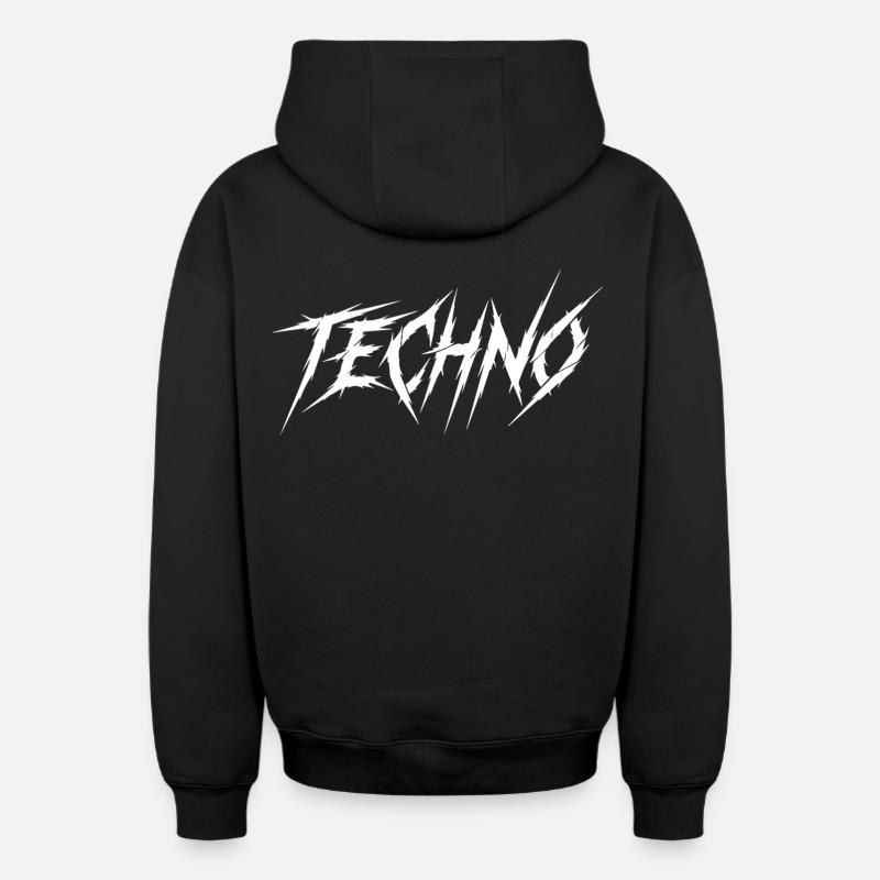 Techno Griffe Brutale - Sweat à capuche unisexe zippé oversize épais SPREAD - noir