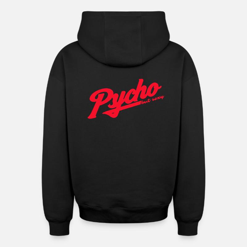 Psycho Retro Script Logo - Oversized Heavyweight Unisex Zip Hoodie - Schwarz