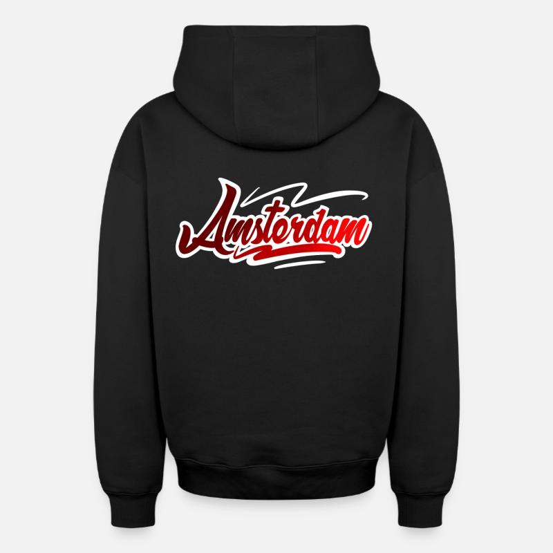 Amsterdam - Sweat à capuche unisexe zippé oversize épais SPREAD - noir