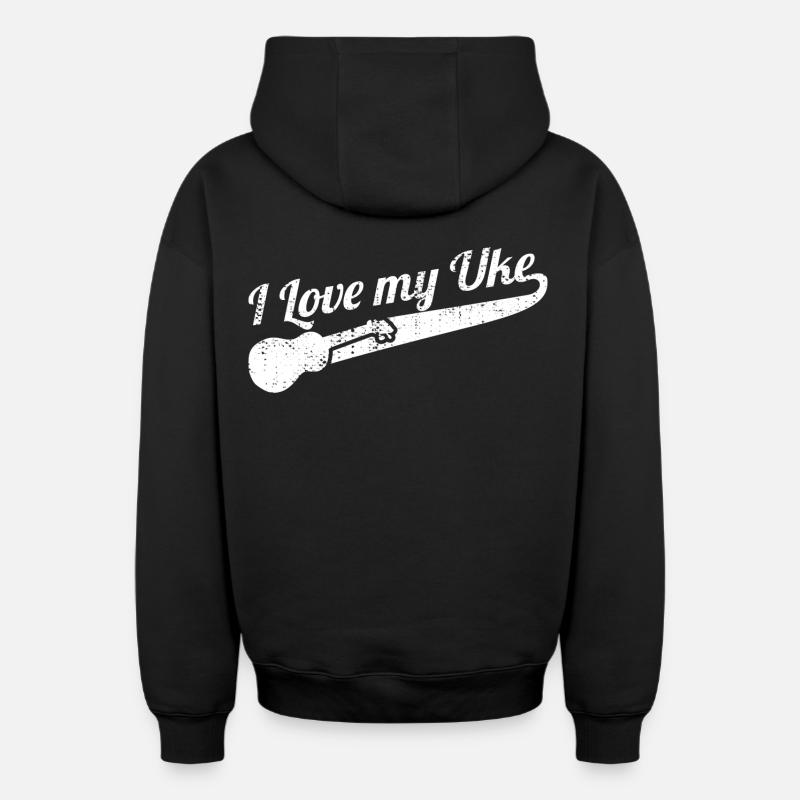 J’aime mon Uke - Sweat à capuche unisexe zippé oversize épais SPREAD - noir