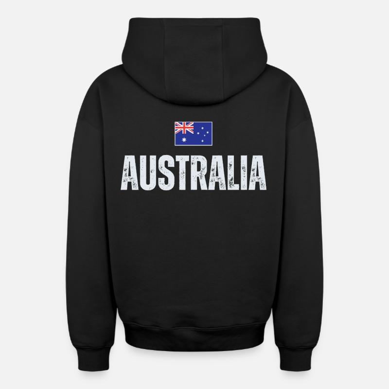 Flag Australia, j’adore l’Australie - Sweat à capuche unisexe zippé oversize épais SPREAD - noir