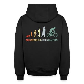 Évolution du vététiste - Sweat à capuche unisexe zippé oversize épais SPREAD - noir - Dos - AI Model Male 185 dark (185cm)