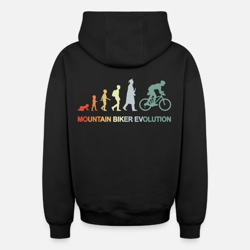 Mountainbiker Evolution - Oversized Heavyweight Unisex Zip Hoodie - Schwarz