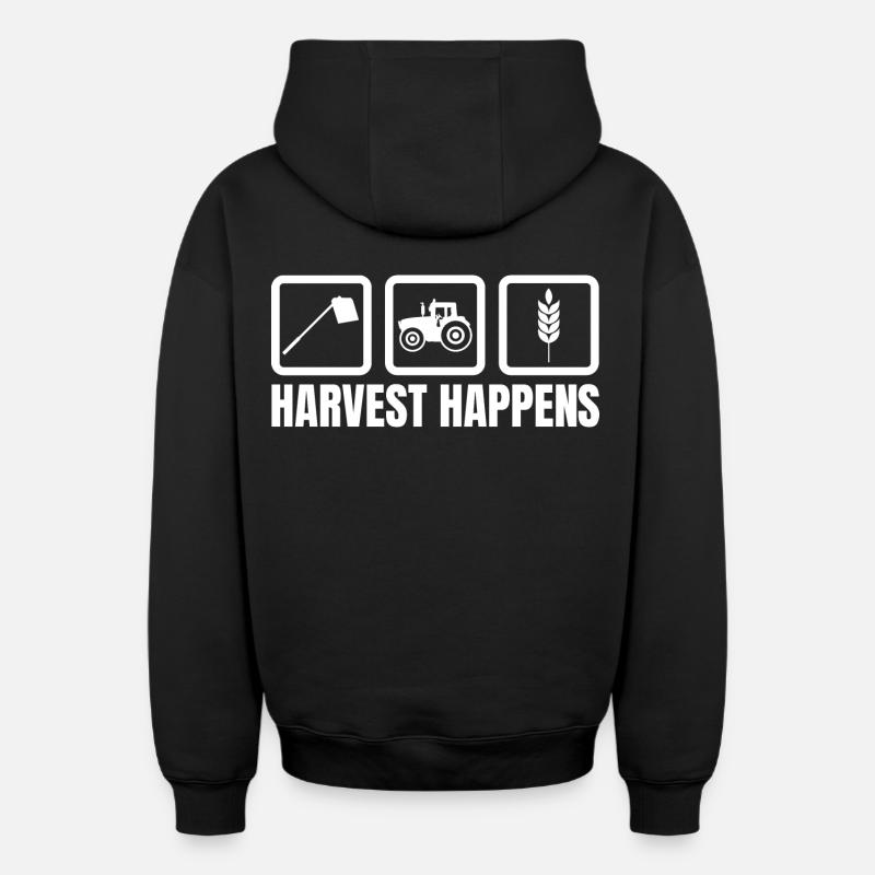 La récolte a lieu - Sweat à capuche unisexe zippé oversize épais SPREAD - noir