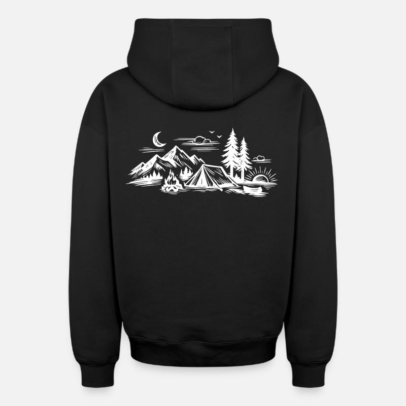 Tente de camping - Sweat à capuche unisexe zippé oversize épais SPREAD - noir
