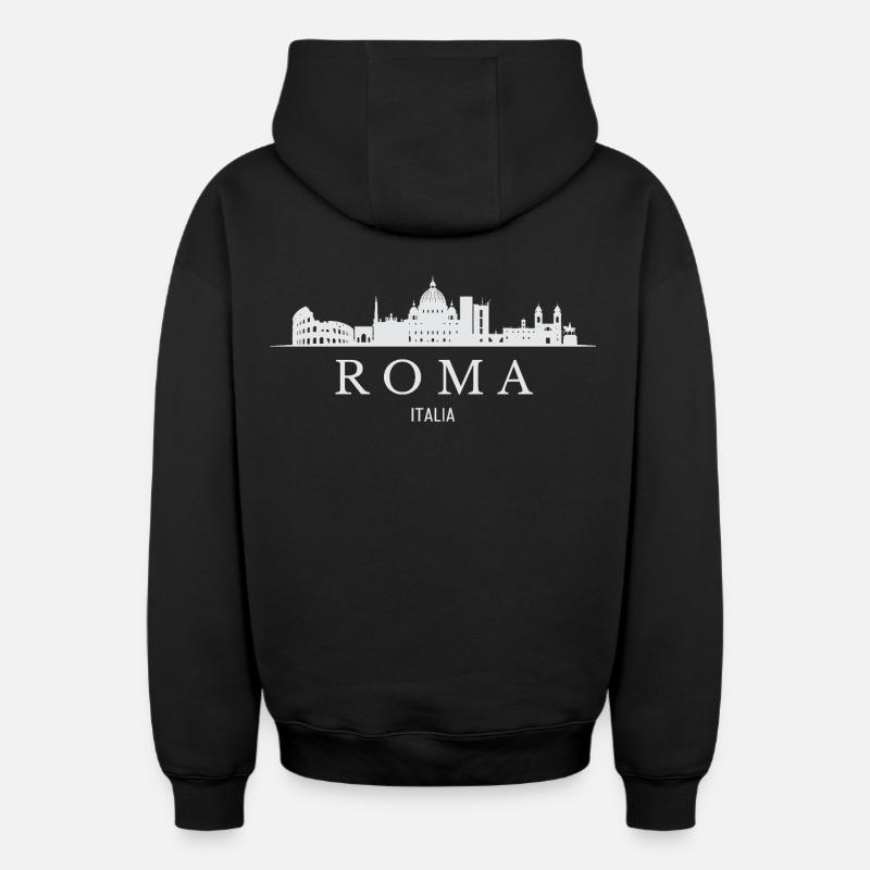 Roms Skyline, ich liebe Rom - Oversized Heavyweight Unisex Zip Hoodie - Schwarz