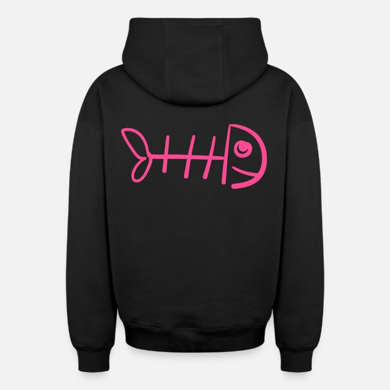 - drôle de chat T-shirt - Sweat à capuche unisexe zippé oversize épais SPREAD - noir