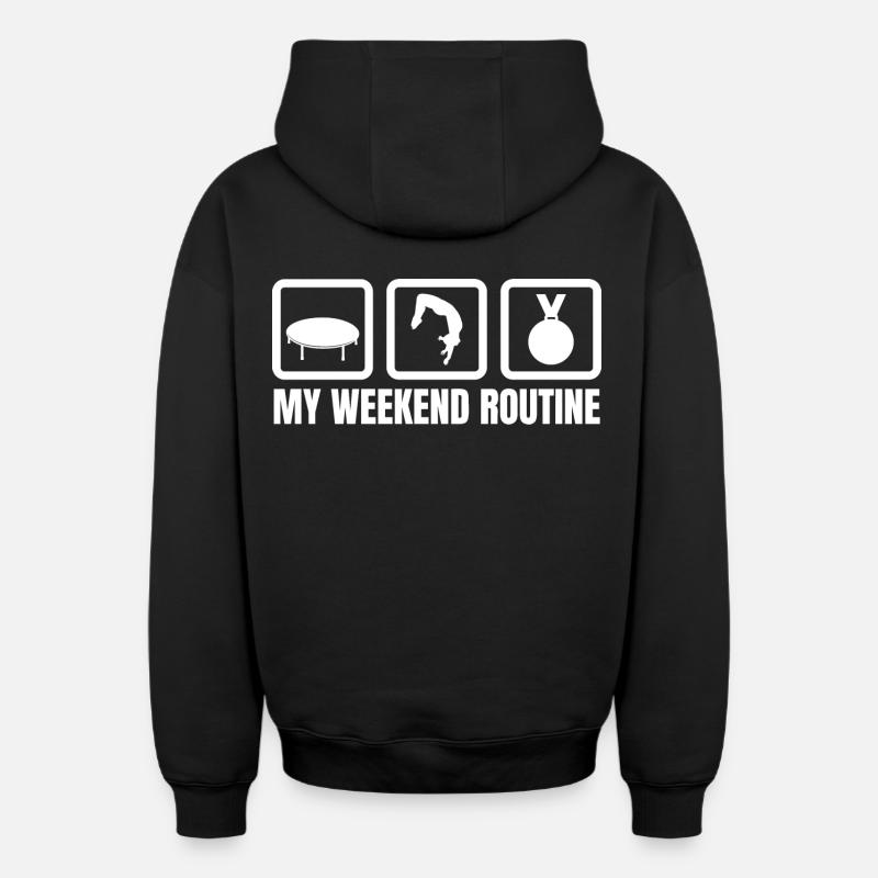 Trampolin Wochenendroutine - Oversized Heavyweight Unisex Zip Hoodie - Schwarz