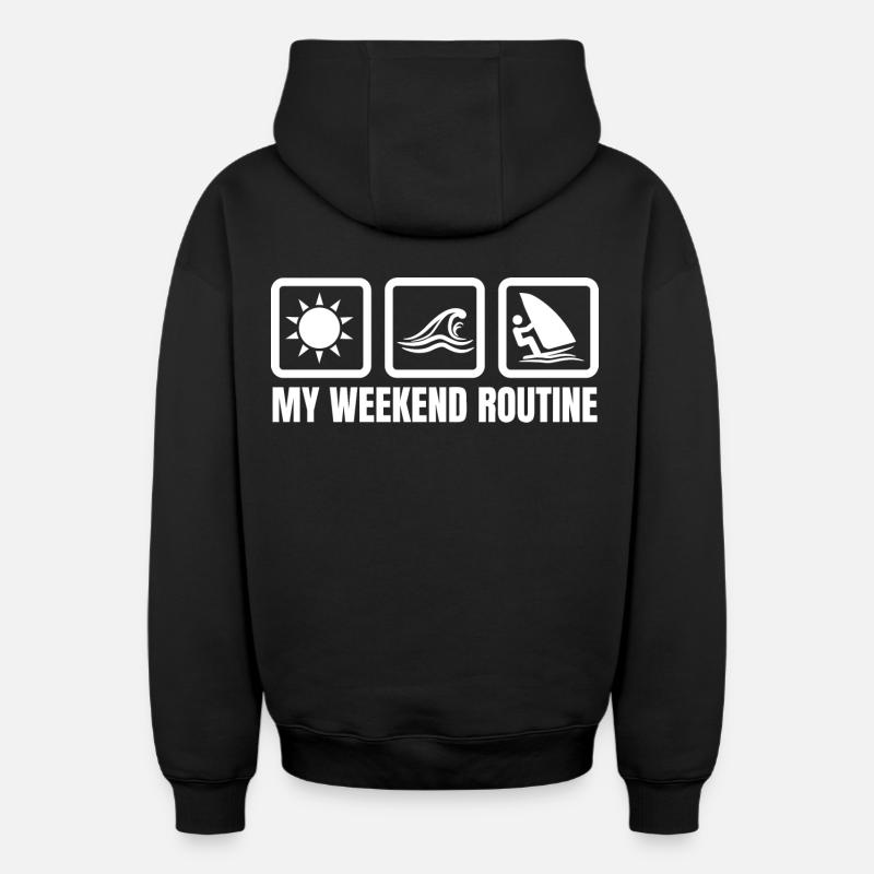 Meine Wochenendroutine - Oversized Heavyweight Unisex Zip Hoodie - Schwarz