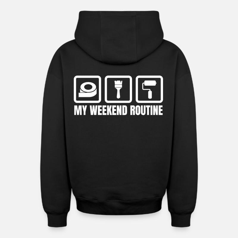 Ma routine du week-end - Sweat à capuche unisexe zippé oversize épais SPREAD - noir
