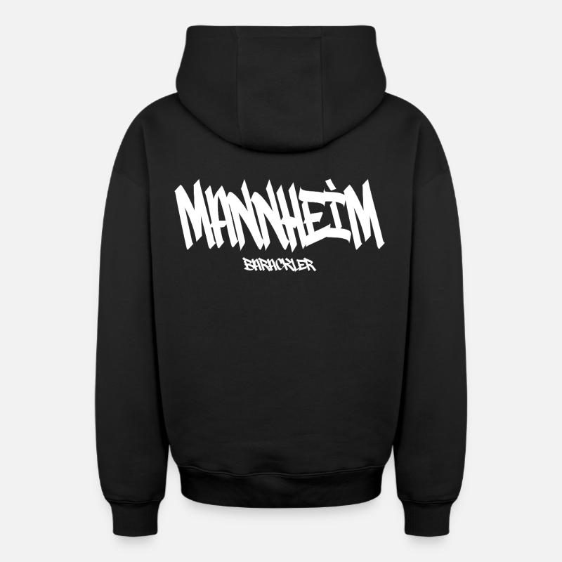 mannheim_barackler - Sweat à capuche unisexe zippé oversize épais SPREAD - noir