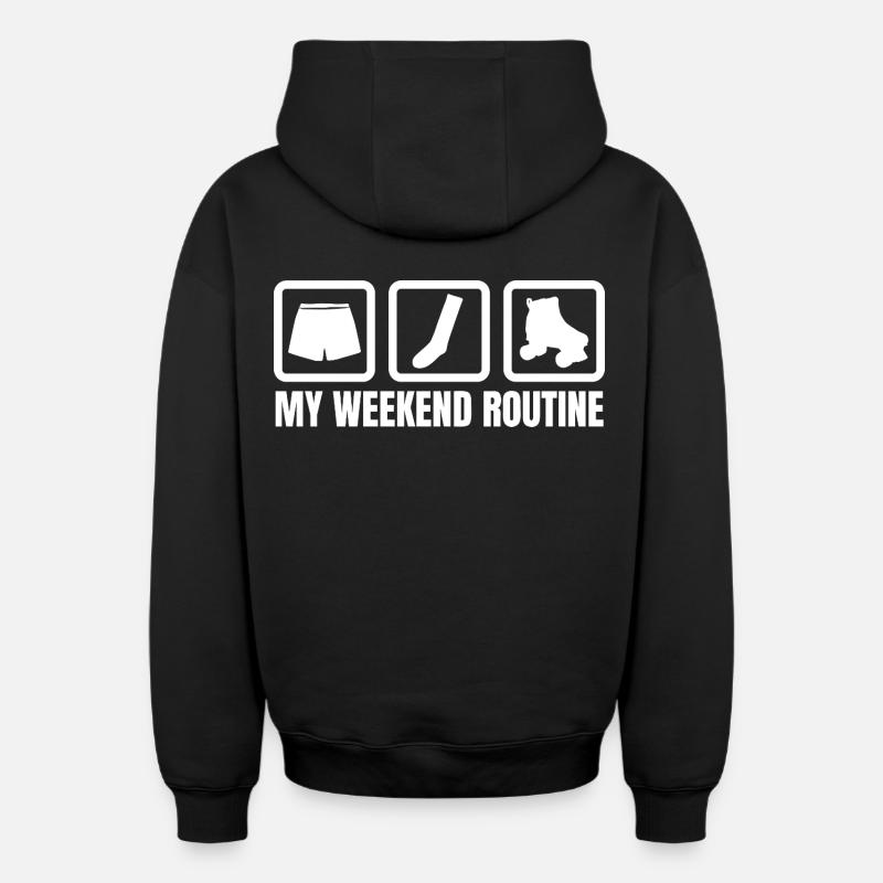 Ma routine du week-end - Sweat à capuche unisexe zippé oversize épais SPREAD - noir