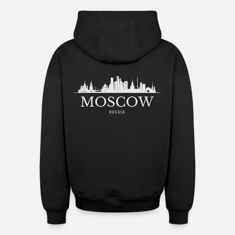 Silhouette de Moscou, Moscou Russie - Sweat à capuche unisexe zippé oversize épais SPREAD - noir