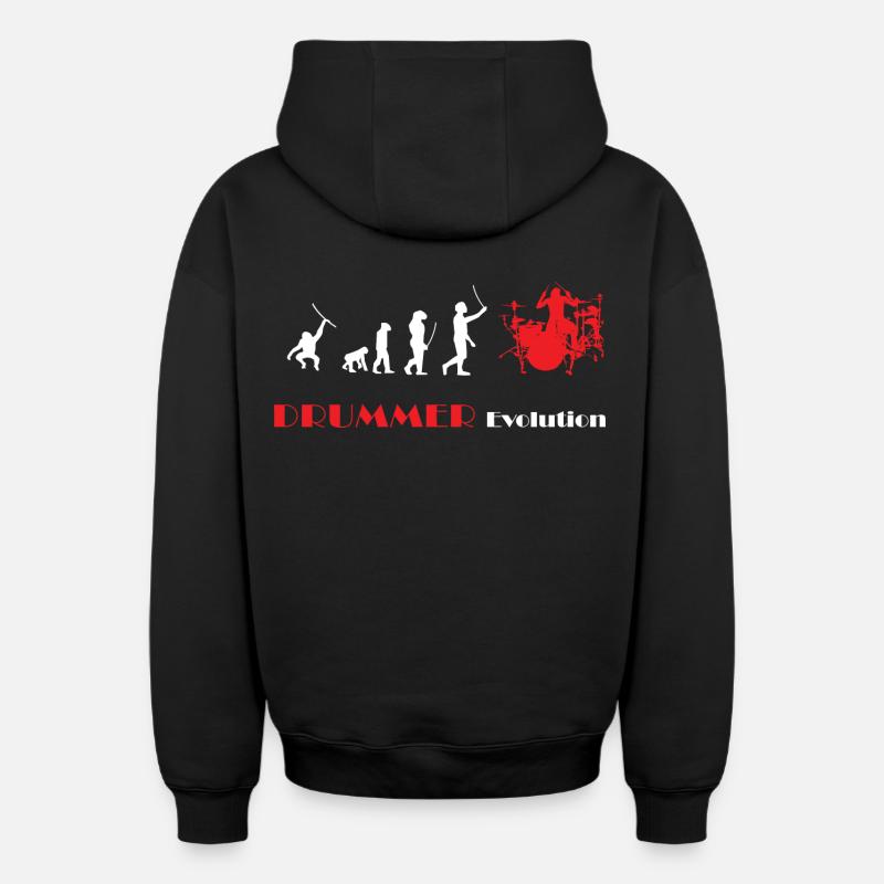DRUMMER Evolution rot - Sweat à capuche unisexe zippé oversize épais SPREAD - noir