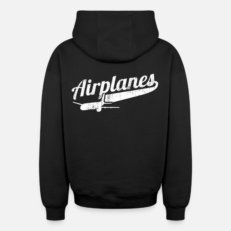 Avions - Sweat à capuche unisexe zippé oversize épais SPREAD - noir