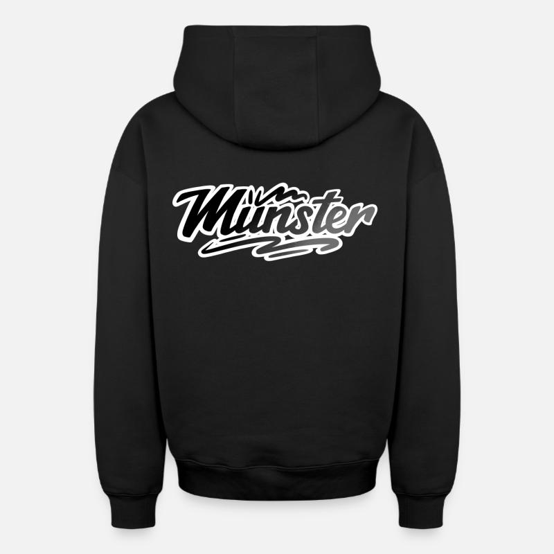 Muenster - Sweat à capuche unisexe zippé oversize épais SPREAD - noir
