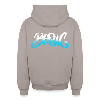 Dégradé de graffiti BASIC - Sweat à capuche unisexe zippé oversize épais SPREAD - taupe - Dos - AI Model Male 178 light (178cm)