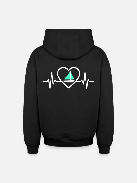 Cœur Voile – Passion Bateau - Oversized Heavyweight Unisex Zip Hoodie - black
