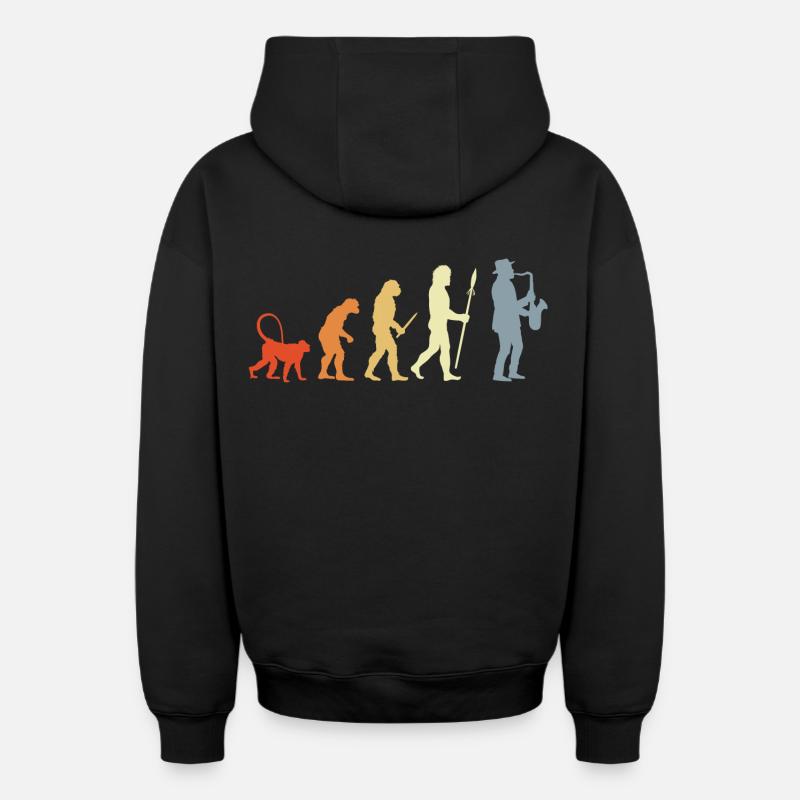 Évolution du saxophoniste - Sweat à capuche unisexe zippé oversize épais SPREAD - noir