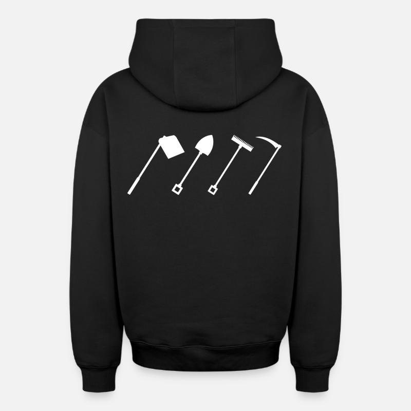 Outils agricoles - Sweat à capuche unisexe zippé oversize épais SPREAD - noir